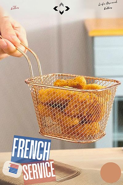 LİGROUND 🍟 1Pc Potato Nugget Frying Serving Set Mini Stainless Steel Serving Basket