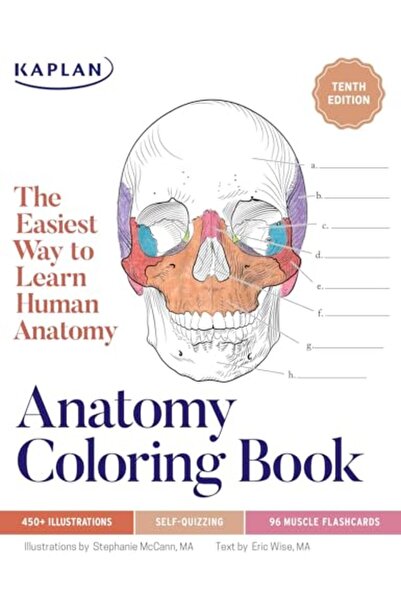 Kaplan Publishing كتاب تلوين التشريح مع أكثر من 450 رسمًا طبيًا واقعيًا مع اخ...