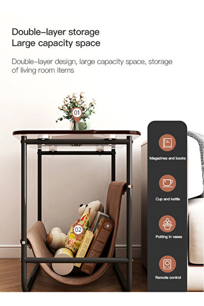 sharpdo Coffee Table Glass Light Luxury Small Table Multi-function Living Room Household Bedside Shelf Sofa