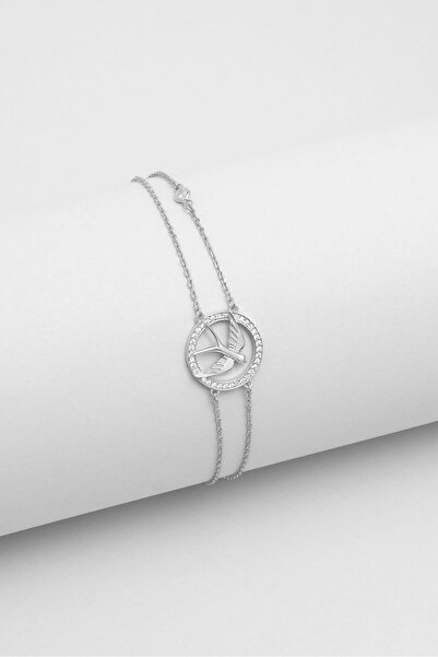 So CHIC... Kırlangıç 18 Ayar Beyaz Altın Kaplama 19 Cm Gümüş Bileklik