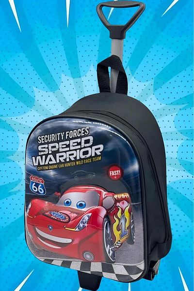 Uniquerrs Kresco Cars Speed ​​McQueen 5D în relief cu roți de tragere și rucsac