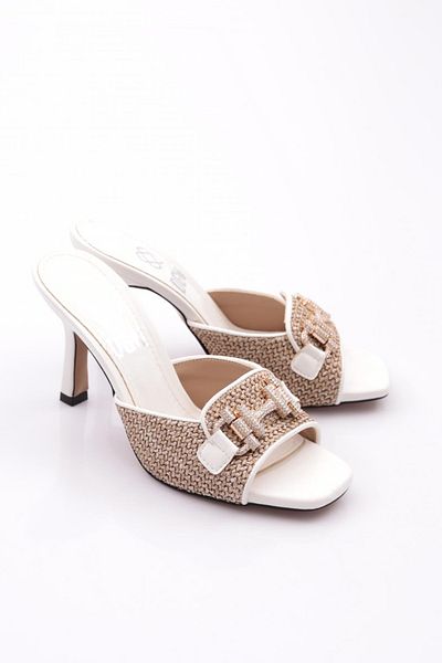 DGN 6304 Women's Heeled Slippers with Metal Accessories