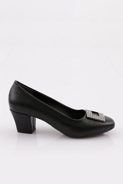 DGN Pantofi cu toc cu cataramă pătrată K250 pentru femei, negru Nova