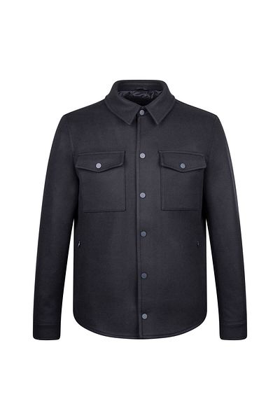 Hatemoğlu Μπλε Navy Regular Fit Baby Collar Μάλλινο Κασμίρ Παλτό
