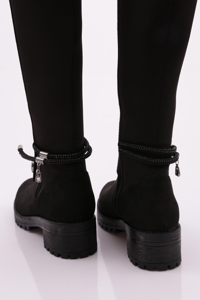 DGN Fekete velúr női csizma - oldalsó cipzárral és hátul nyúló 7162668