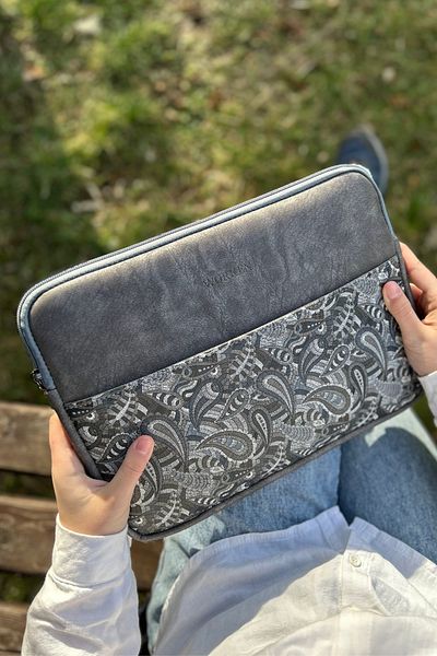 worken 11 Inch Tablet Case Cement Ipad, Galaxy, Lenovo, Huawei 31.5X23X2 cm Vegan Leather Shawl Gray