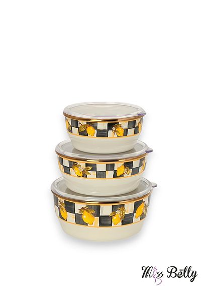 Miss Betty Linda 3-Piece Enameled Storage Container 14-16-18 cm