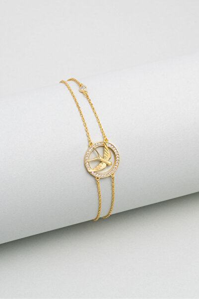 So CHIC... Kırlangıç 18 Ayar Sarı Altın Kaplama 19 Cm Gümüş Bileklik