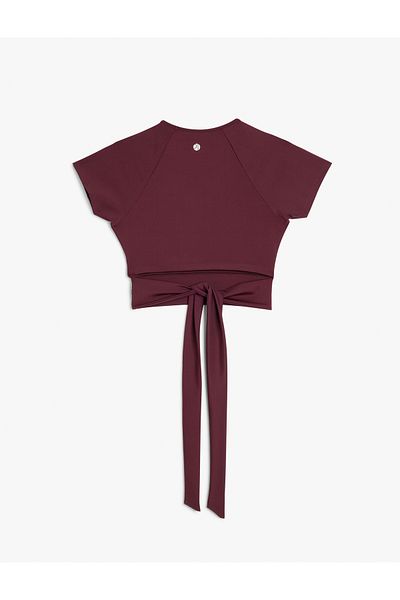 Koton Κοντομάνικο Slim Fit Crop αθλητικό μπλουζάκι με λεπτομέρεια με κορδόνι