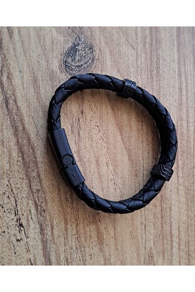 Depolife Natural Leather Bracelet - Beaded String with Metal Clasp