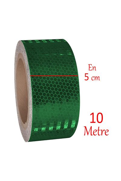 Badem10 Adhesive Night Glowing Reflective 10 Meters Dark Green Color Strip Tape 5 cm Reflective Warning Tape