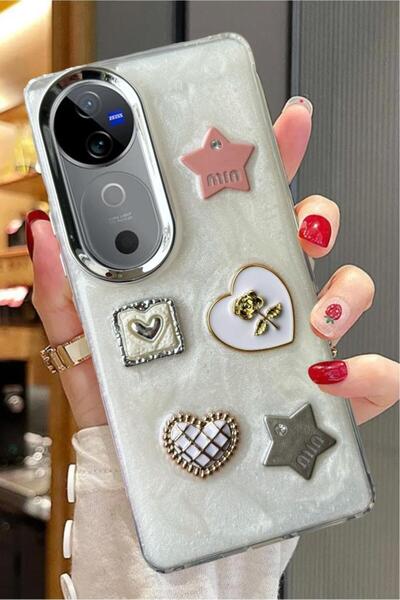 3GEN CASE غطاء صلب لامع لهاتف Vivo V40 وVivo S19 Pro متوافق مع شريط حجري ثلاث...