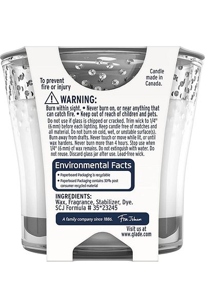 Glade Renewing Clean Linen Scented Candle, Fragrance Infused With Essential Oils, 3.4Oz