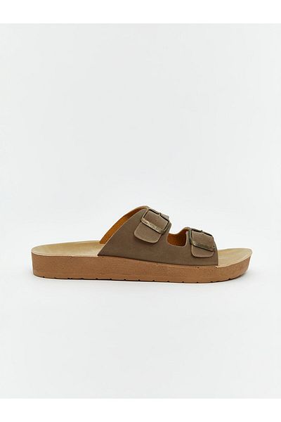 LC Waikiki Γυναικείες παντόφλες LCW STEPS Καφέ με διπλό λουράκι με αγκράφα