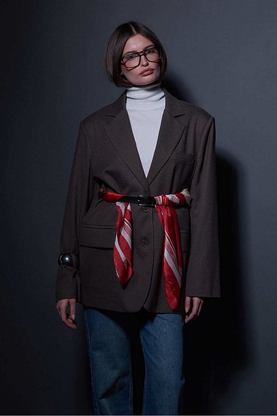 Tailors Room Оувърсайз яке с риленска кост - Тъмнокафяво