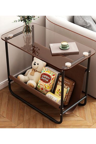 sharpdo Coffee Table Glass Light Luxury Small Table Multi-function Living Room Household Bedside Shelf Sofa