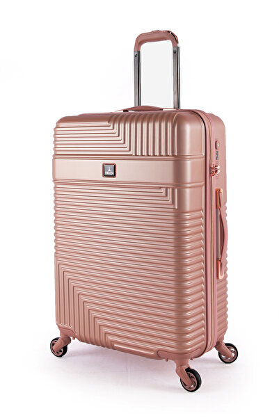 Track ABS Luggage Set, Hard 4 Pieces Set with 4 Wheels Lock, Size 28/24/20/14 Inches, HK222/4P-Rose Gold