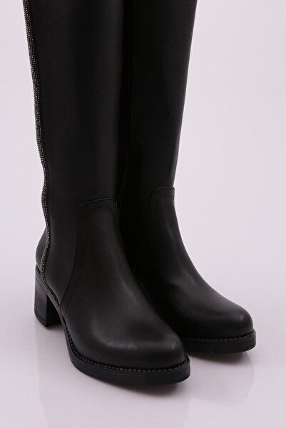 DGN 708 KADIN YAN TAŞLI ŞERİT ARKASI STRETCH TOPUKLU ÇİZME
