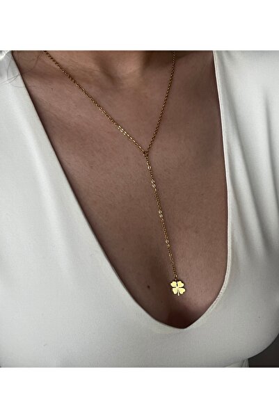 Hoop jewelery ÇELİK YONCA UÇLU Y KOLYE