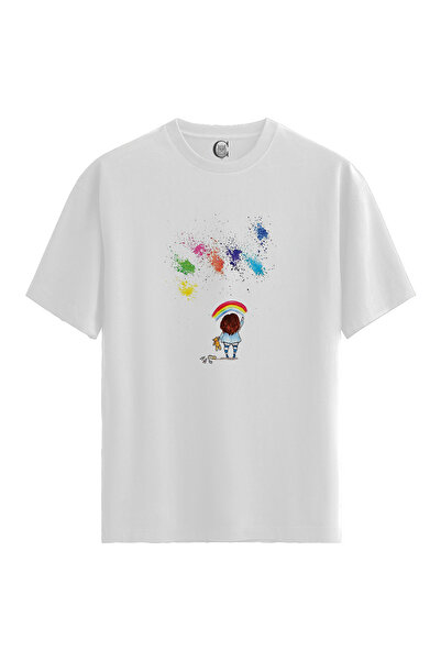 Color Luxe Painting Rainbow Dream 100% Cotton Women's White T-Shirt - Premium...