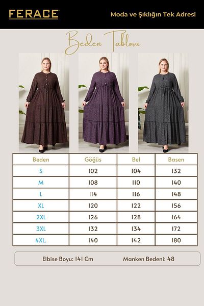 Ferace Women's Plus Size Crispy Fabric Button Dress