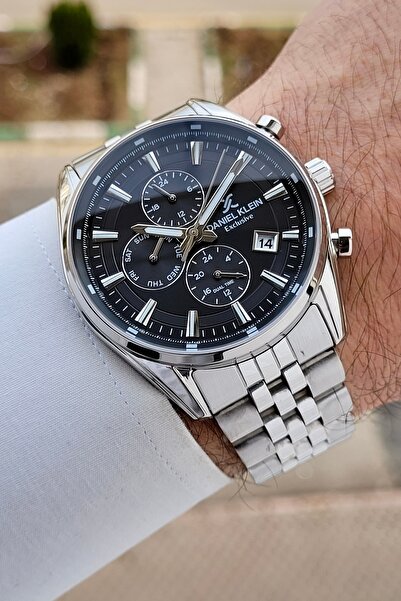 Daniel Klein Kadranı Siyah Kordonu Gümüş Renk 43 mm Erkek Kol Saati
