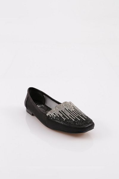 DGN Black Finished Women's Ballerinas - Flat Toe 11210102621