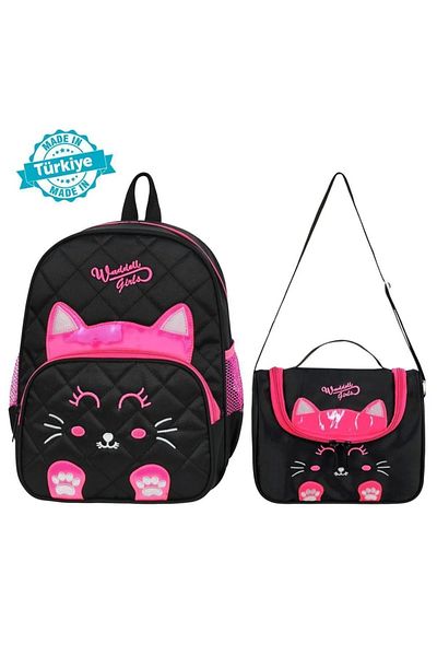 great bags Geantă de grădiniță cu model de caractere, rucsac zilnic pentru grădiniță și set cutie de prânz termică