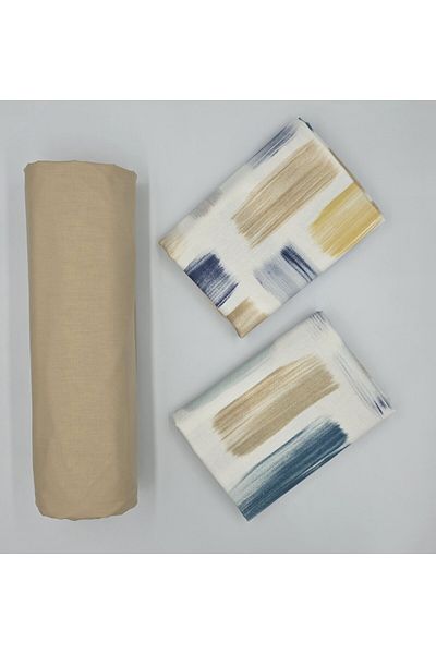 pınarhome collectıon New Season - 100% Organic Cotton, Soft Sand and Elastic Crossbody+Pillow Cover Corner Depth 28-30 cm