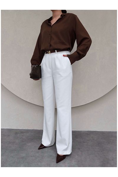 ESRAHELVACI Ecru Pocket Palazzo Trousers