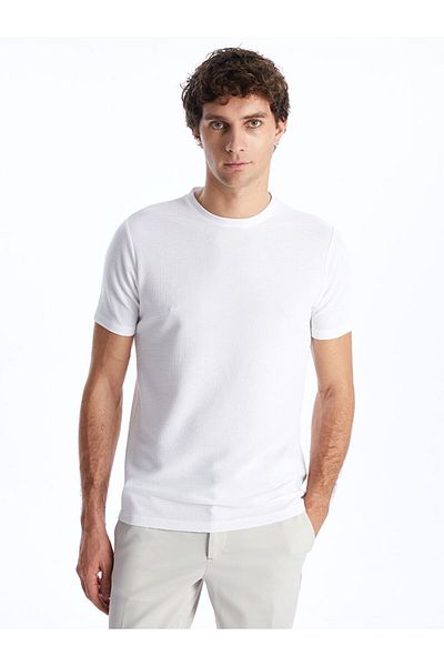 LC Waikiki Tricou texturat pentru bărbați cu mânecă scurtă cu gât turnu de sezon nou - S40300Z8