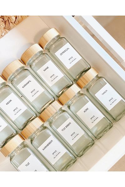 Amentes 12 Glass Spice Rack Set with Bamboo Lid and 16 Stickers as a Gift...