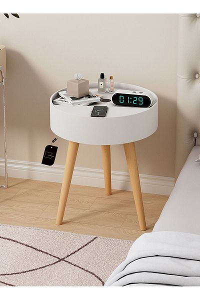 sharpdo Wireless Charging Large Capacity Storage Household Bedside Coffee Table Bedside Table