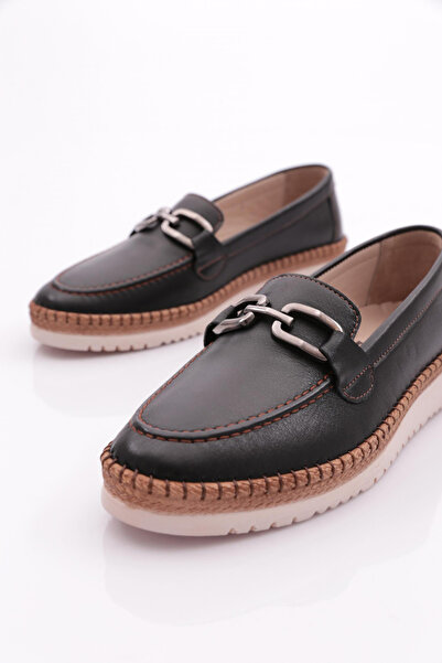 DGN P65 Women's Black Comfort Genuine Leather Shoes