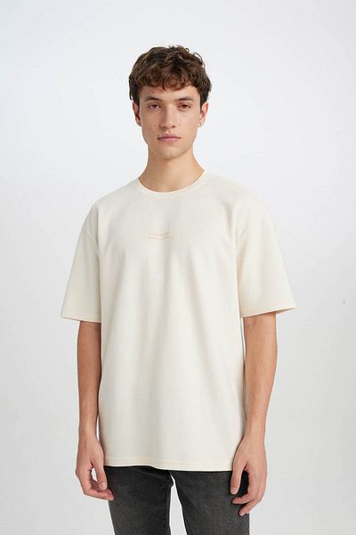 DeFacto Ανδρικό T-shirt Ecru - D5494ax/er137