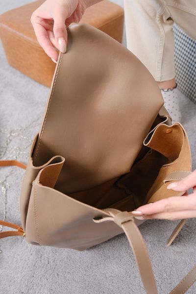 Moda Değirmeni Γυναικεία τσάντα-πορτοφόλι-μακιγιάζ Mink Skin Τσάντα Τριπλό Σετ Τσάντα Md1275-301-0001
