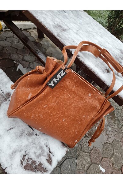 YMZBAG Orange Large Women's Shoulder Bag with Side Drawstring