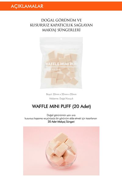 Missha Natural and Flawless - 20 Pieces Waffle Mini Puff Makeup Sponge