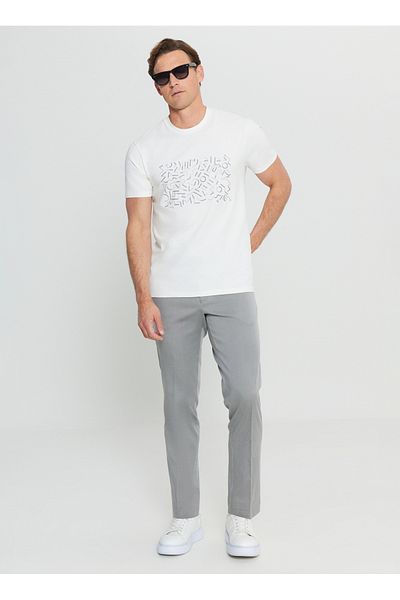 ALTINYILDIZ CLASSICS Altınyıldız Classics Crew Neck Ανδρικό T-Shirt με στάμπα εκρού ACE091252412_EKR
