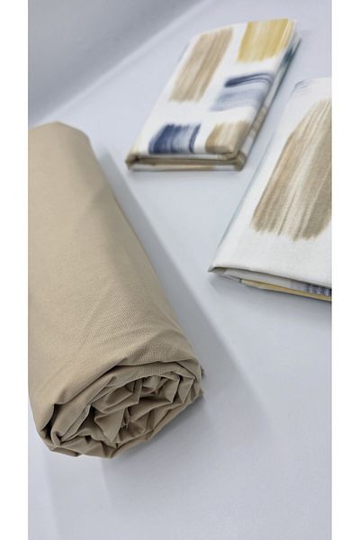 pınarhome collectıon New Season - 100% Organic Cotton, Soft Sand and Elastic Crossbody+Pillow Cover Corner Depth 28-30 cm