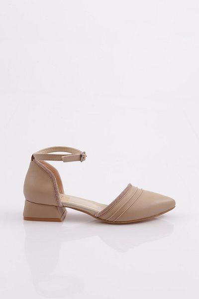 DGN 591 Balerina de damă cu curele la gleznă, piele deschisă