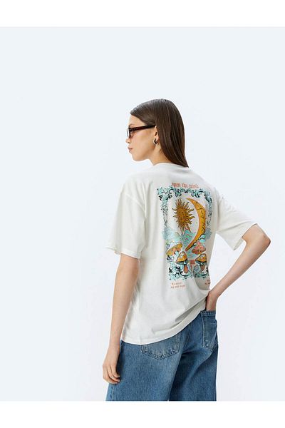 Koton Oversize Back Mystic Print Crew Neck Short Sleeve T-Shirt