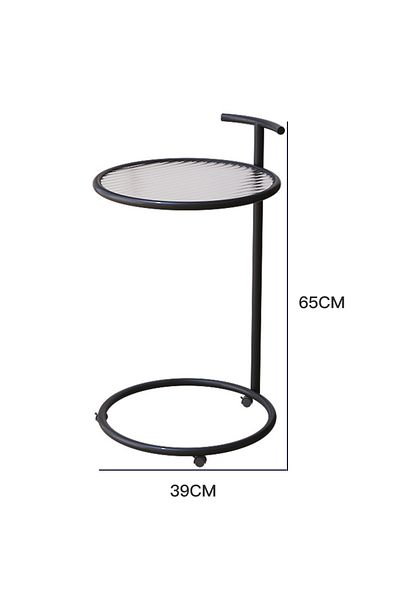 sharpdo Round Side Table, Transparent Glass End Table with Metal Frame, Modern Coffee Table for Living Room