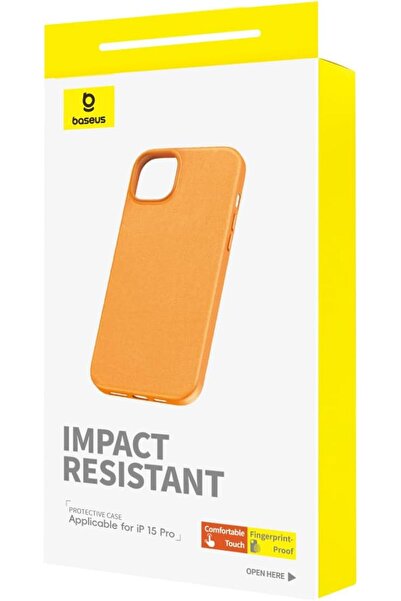 Baseus Fauxther Series Phone Case for iP 15 Pro, Sunset Orange