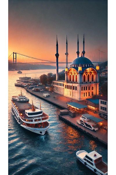 pixartsanat Ortaköy Mosque Sunset Pixart Art Diamond Mosaic Painting 37X69