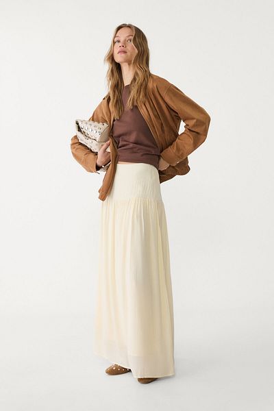 Stradivarius تنورة ميدي متدفقة بلون متباين