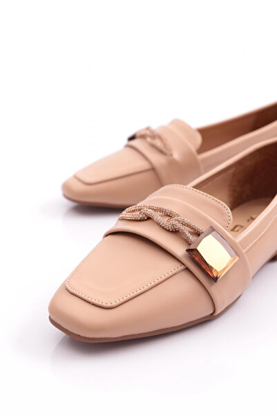 DGN Kadın Silver Taş Aksesuarlı Babet Nude 61132534