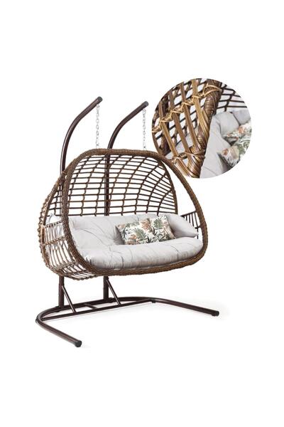 Capri Swing Oylat Çiftli Rattan Bahçe Salıncağı | Balkon Salıncağı