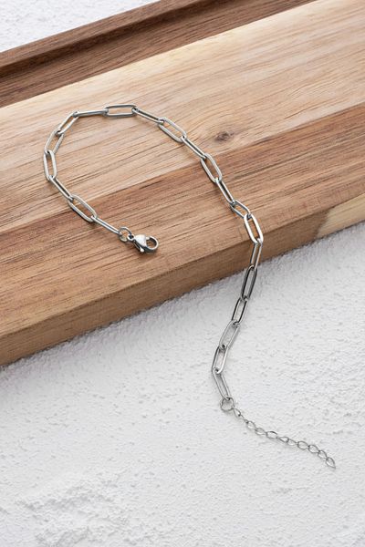 ByFlorya Jewelry Steel Paperclip Oval Ring Chain Anklet Suitable for Daily Use Cable Chain Anklet 4mm 22cm 4cm