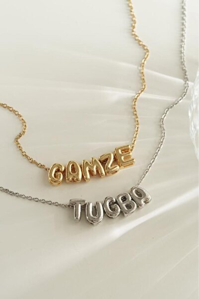 AŞIK ACCESSORIES الفولاذ المقاوم للصدأ بالون اسم الرسالة قلادة